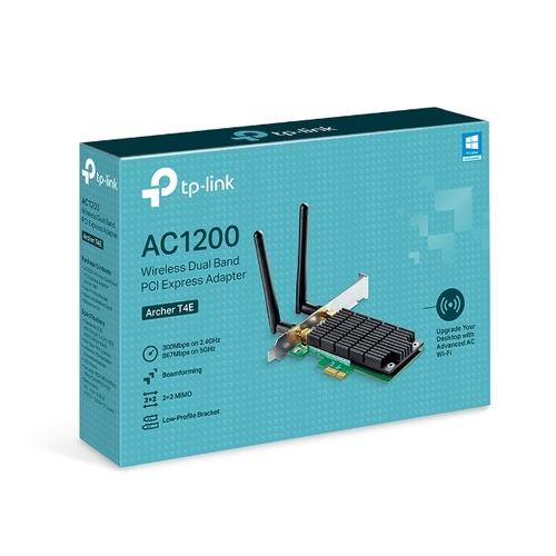 TP-Link Archer T4E AC1200 Wireless Dual Band PCIe Adapter, 867Mbps @ 5Ghz, 300Mbps @ 2.4Ghz - Main Image