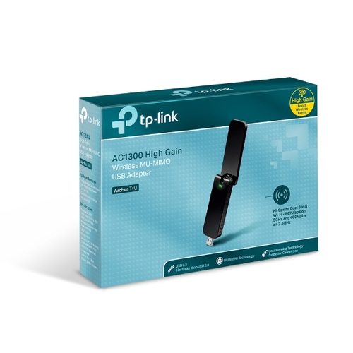 TP-LINK Archer T4U AC1300 Wireless Dual Band USB Adapter 2.4GHz (400Mbps) 5GHz (867Mbps) 1xUSB3 802.11ac Omni Directional Antenna WPS button USB Ext C - Main Image