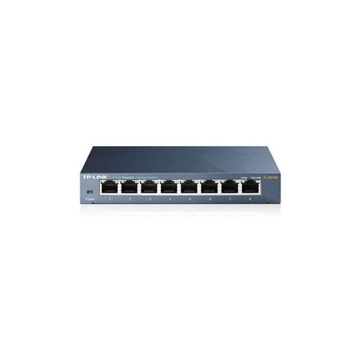 TP-Link TL-SG108 8-Port Gigabit Desktop Switch Steel Case Fanless 11.9Mpps Support 802.1p/DSCP QoS1 and IGMP Snooping Plug & Play - Main Image