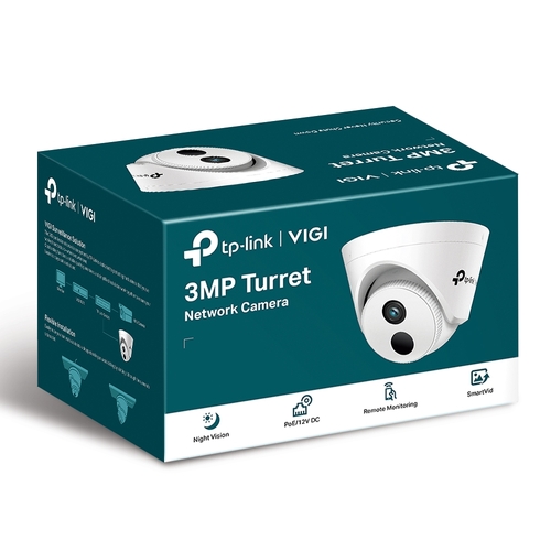 TP-LINK VIGI C400HP-2.8 3MP Turret Network Camera, 2.8mm Lens, Smart Detection, Smart IR, WDR, 3D NDR, Night Vision, H.265+, PoE/12V DC - Main Image