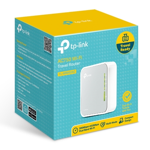 TP-LINK TL-WR902AC AC750 750Mbps Dual Band WiFi Wireless Travel Router 1x100Mbps LAN/WAN USB for 3G/4G Modem Pocket Size WISP AP Range Extender Client - Main Image