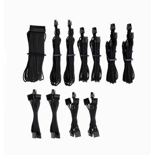 For Corsair PSU - BLACK Premium Individually Sleeved DC Cable Pro Kit, Type 4 Generation 4 - Main Image