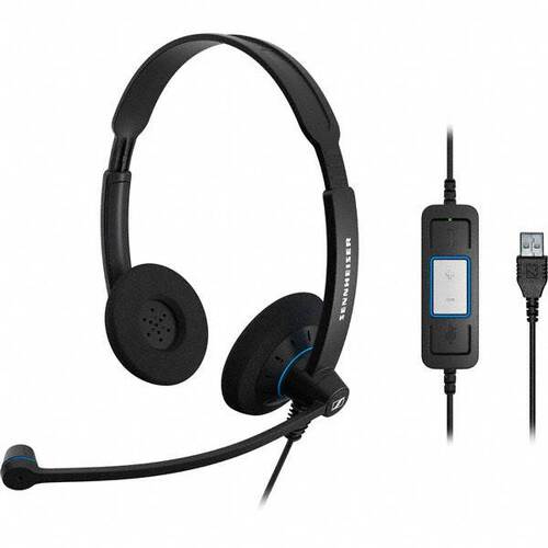 SENNHEISER SC60 Binaural Wideband Office headset, integrated call control, USB connect, Activegard protection, large ear pad, noise cancel mic, 2 yr - Main Image