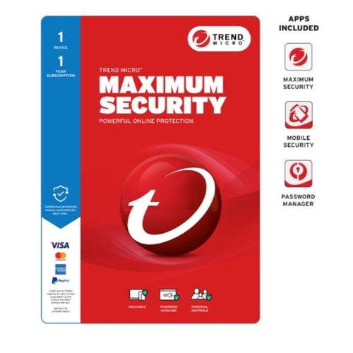 TREND MICRO Micro Maximum Security (1 Device)  Retail Mini Box Auto Renew - Main Image