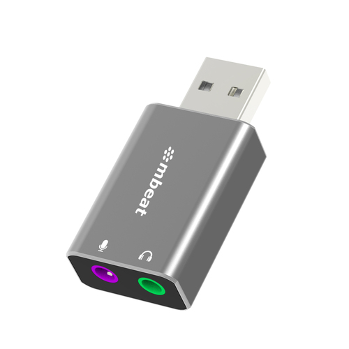 MBEAT Elite USB to 3.5mm Audio and Microphone Adapter - Add Headphone Audio Jack to USB-A Computers, Laptops, Notebooks - Space Grey - Main Image