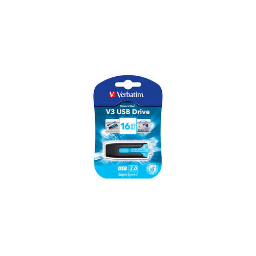 VERBATIM 16GB V3 USB3.0 Blue Store\'n\'Go V3; Rectractable - Main Image