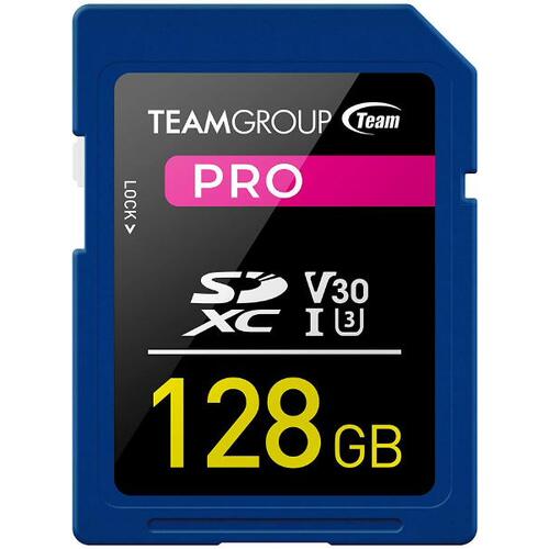 TEAMGROUP PRO 128GB UHS-I/U3 SDXC Memory Card U3 V30 4K UHD Read Speed up to 100MB/s - Main Image