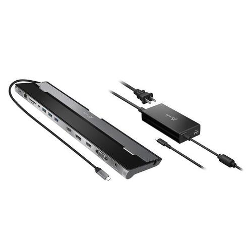 J5create JCD543P USB-C Triple Display Docking Station with 100W PD adaptor USB-C to VGA/HDMI/DP, RJ45, SD card, USB-A x 3, USB-C x 1, USB-C PD - Main Image