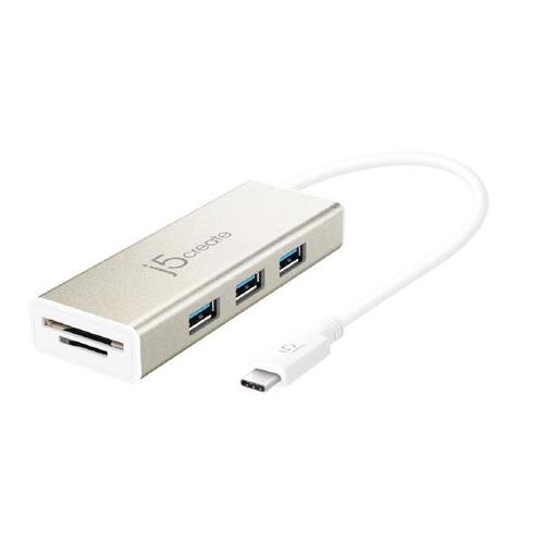 J5create JCH347 USB-C 3-port USB-A HUB with SD &amp Micro SD card reader - Main Image