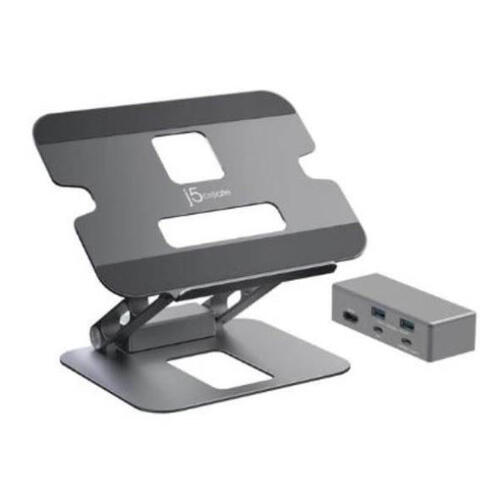 J5create JTS327 Multi-Angle single 4K HDMI Docking Laptop Stand with USB-C Pass Through (USB-C Dock w/ 4K HDMI, 2 x USB-A, USB-C Host, USB-C 100W PD) - Main Image