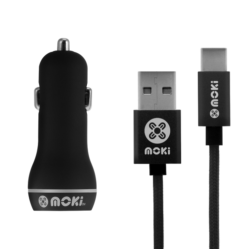 MOKI Type-C SynCharge Braided Cable + Car Charger - Main Image