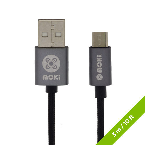 MOKI Braided MicroUSB Syncharge King Size Cable (3m) - Main Image