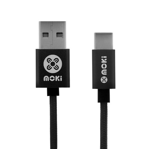 MOKI Braided Type-C SynCharge Cable 90cm/3ft Gun Metal Tip - Main Image