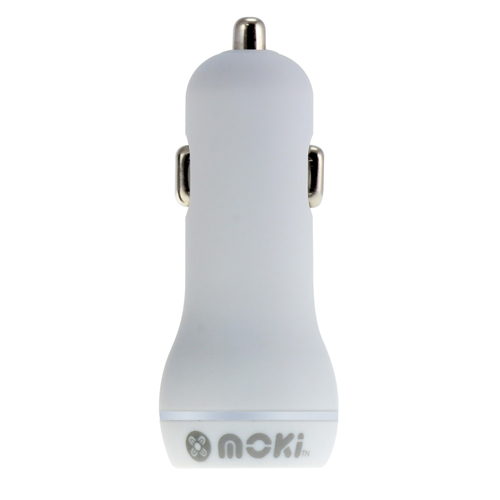 MOKI Dual USB Car Charger - White - Main Image