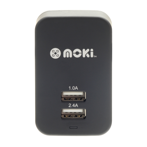 MOKI Dual USB Wall Charger Black - Main Image