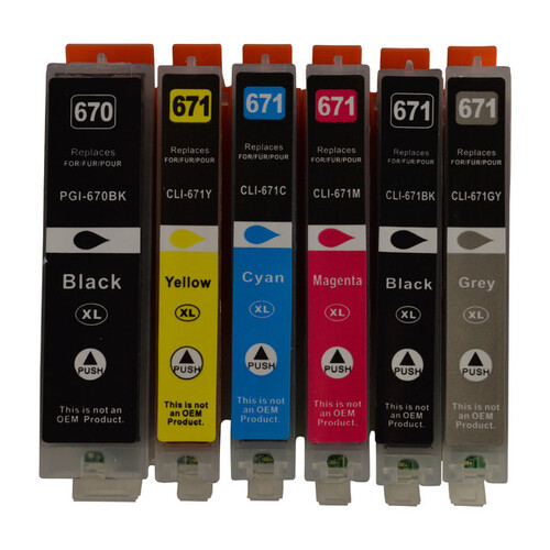 PGI-670XL CLI-671XL Compatible Inkjet Set 6 Cartridges - Main Image