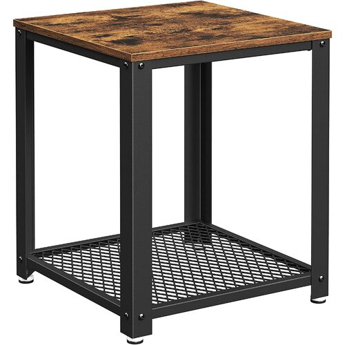 2-Tier Side Table with Storage Shelf with Metal Frame Rustic Brown - Main Image