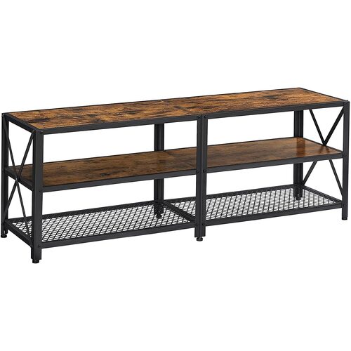 TV Stand for 60-Inch TV with Industrial Style Steel Frame Rustic Brown and Black - Main Image