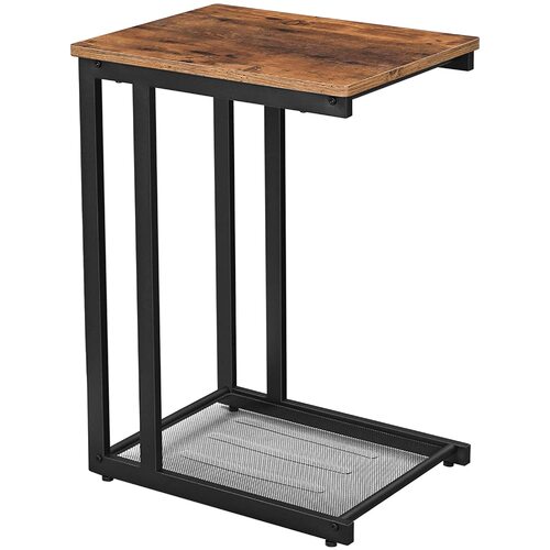 Bedside Table with Mesh Shelf, Rustic Brown - Main Image
