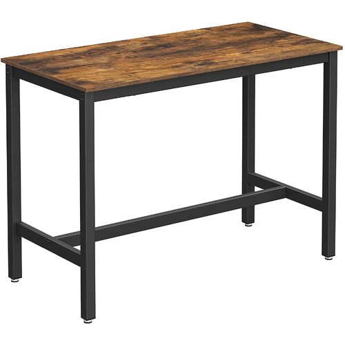 Bar Table with Solid Metal Frame and Wood Look, 120 x 60 x 90 cm - Main Image