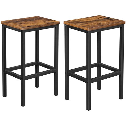 Bar Set Stools of 2 Bar Chairs, Rustic Brown - Main Image
