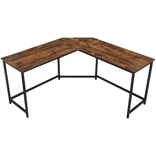 L-Shaped Computer Desk, Rustic Brown and Black - Main Image