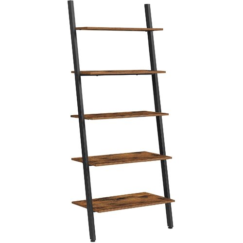 5-Tier Bookshelf Rack, Rustic Brown and Black - Main Image