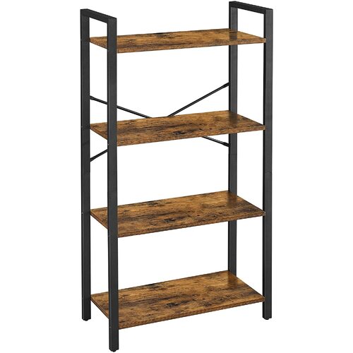 4-Tier  Storage Rack with Steel Frame, 120 cm High, Rustic Brown and Black - Main Image