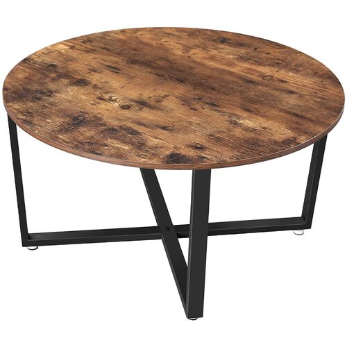 Round Coffee Table Rustic Brown and Black - Main Image