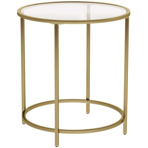 Gold Round Side Table with Golden Metal Frame Robust and Stable - Main Image