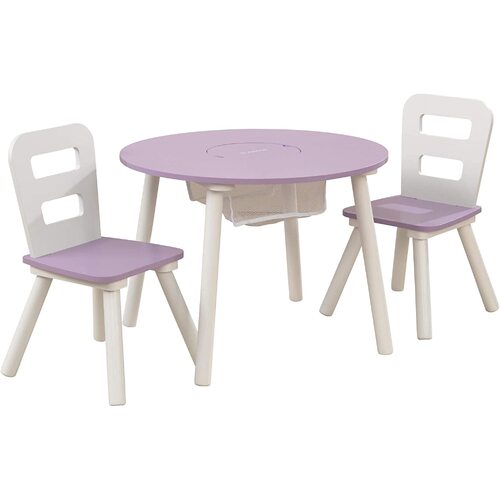 Round Table and 2 Chair Set for children (Lavender) - Main Image
