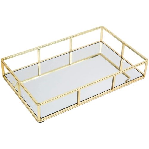 Tray Gold Mirror Decorative for Storage Jewelry and Makeup accessories - Main Image