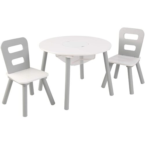 Round Table and 2 Chair Set for kids (Gray) - Main Image