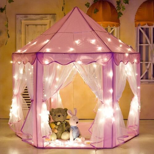 Princess Indoor Playhouse Toy Play Tent for Kids Toddlers with Mat Floor and Carry Bag (Pink) - Main Image