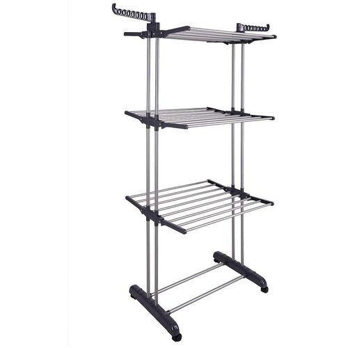 3 Tier Foldable Clothes Drying Rack for Laundry Dryer with Hanger Stand Rail Indoor - Main Image