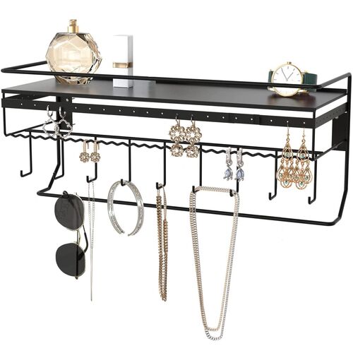 Wall Mounted Classic Black Iron Designer for Cosmetics and Jewelry Storage Shelf - Main Image