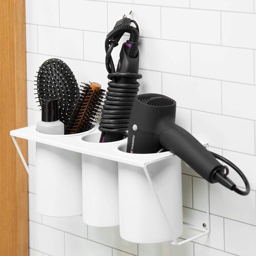 Hair Dryer Holder Care Tool Organizer for Bath Supplies Accessories (White) - Main Image
