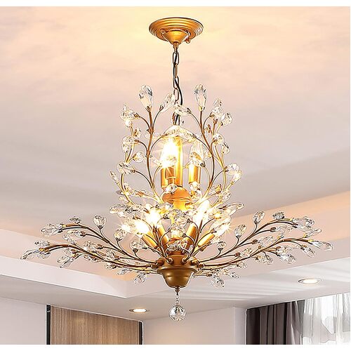Crystal Chandelier Vintage, 8 Lights, Gold - Main Image