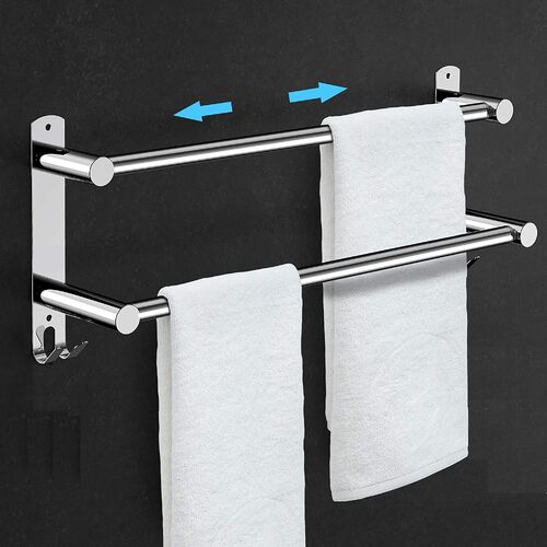 Stretchable 45-75 cm Towel Bar for Bathroom and Kitchen (Two Bars) - Main Image