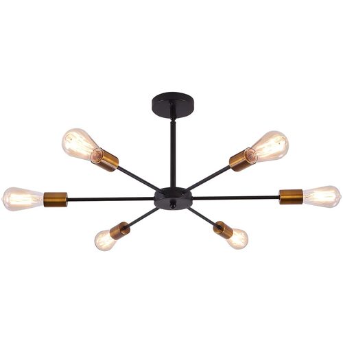 Modern Sputnik Chandelier Black Gold E27 Bulbs - Main Image