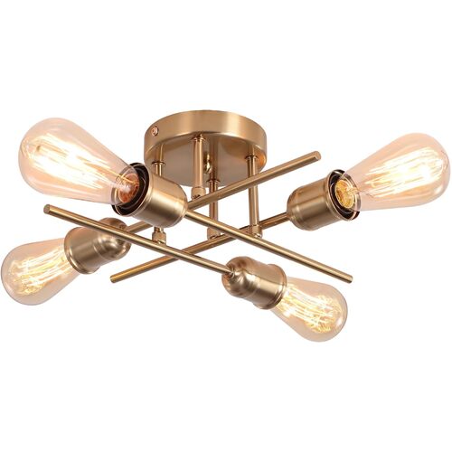 Modern Industrial Chandelier, 4 Light, Black - Main Image