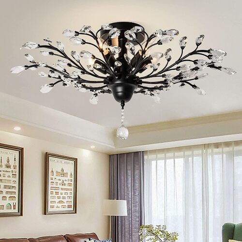 Crystal Ceiling Light Vintage Chandelier, 5 Lights - Main Image