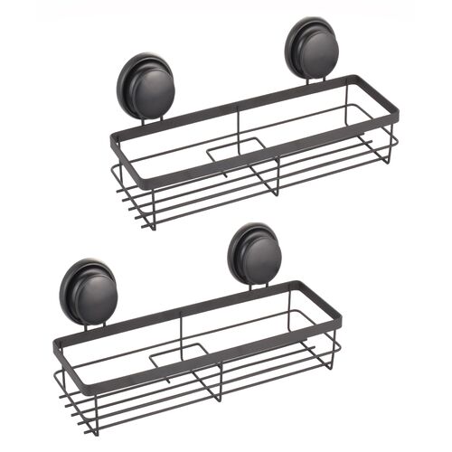 2 Pack Rectangular Corner Shower Caddy Shelf Basket Rack with Premium Vacuum Suction Cup No-Drilling for Bathroom and Kitchen - Main Image