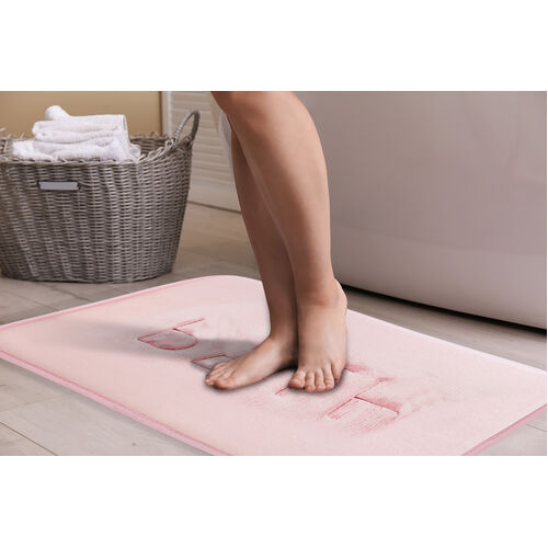 Extra Thick Memory Foam & Super Comfort Bath Rug Mat for Bathroom (60 x 40 cm, Pink) - Main Image