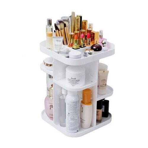 360 Rotating Large Capacity Makeup Organizer for Bedroom and Bathroom (White) - Main Image