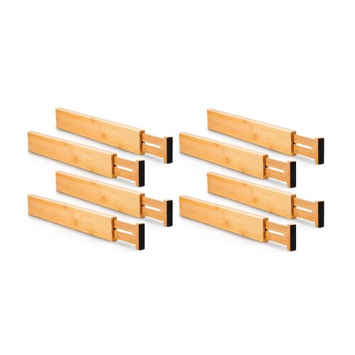 8 Pack Bamboo Adjustable Kitchen Drawer Dividers (Large, 44-55 cm) - Main Image