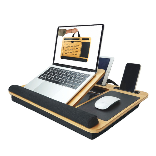 CARLA HOME Bamboo Laptop Lap Desk with Cushion and Angle Adjustable for Office and Home - Main Image