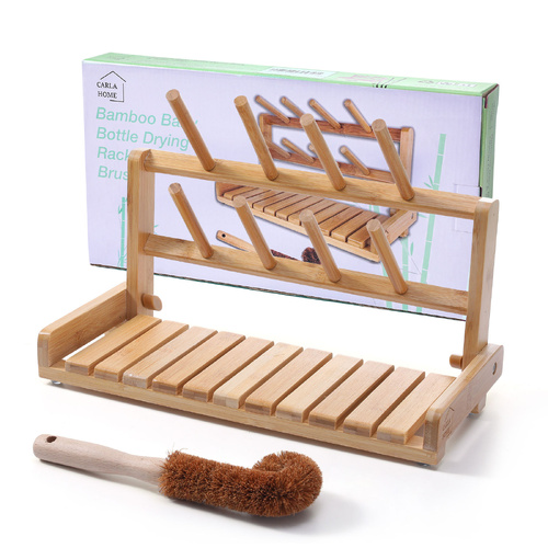 CARLA HOME Portable Bamboo Baby Bottle Drying Rack - Main Image