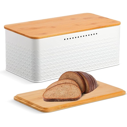 Bread Bin with Bamboo Lid used as Chopping Board for Kitchen Countertop - Main Image