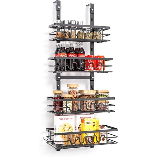4 Tier Adjustable Baskets Over Door Pantry Organiser for Home Kitchen - Main Image